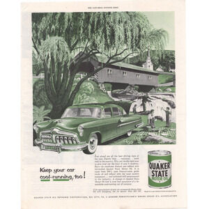 Vintage Original Quaker State Magazine Advertisement Color 1950s Automobilia
